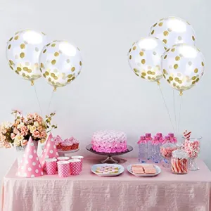 4th Brthday Decorations with Pump Number Foil Balloon and Confetti Latex Balloons Bouquet