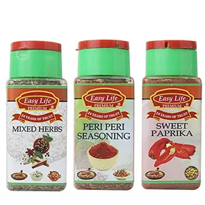 Easy Life Combo of Mixed Herbs + Peri Peri Seasoning + Paprika (Pack of 3)