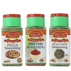 Easy Life Pizza Seasoning 25g + Peri Peri Seasoning 75g + Italian Seasoning 30g (Combo Pack of 3)
