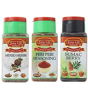 Easy Life Combo of Mixed Herbs + Peri Peri Seasoning + Sumac berry (Pack of 3)