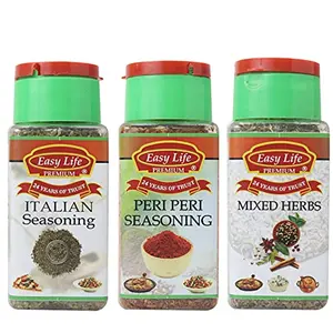 Easy Life Italian Seasoning 30g + Peri Peri Seasoning 75g + Mixed Herbs 30g (Combo Pack of 3 Herb and Seasonings)