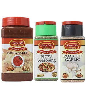 Easy Life Pasta Sauce 350g + Pizza Seasoning 25g + Roasted Garlic 85g (Combo of 3)