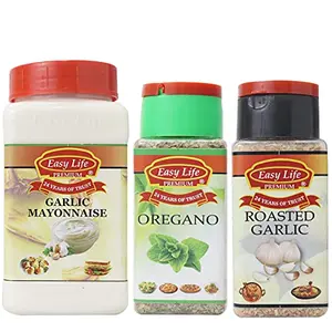 Easy Life Garlic Mayonnaise 315g + Oregano 25g + Roasted Garlic 85g (Combo of 3)