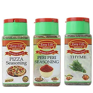 Easy Life Pizza Seasoning 25g + Peri Peri Seasoning 75g + Thyme 40g (Pack of 3)