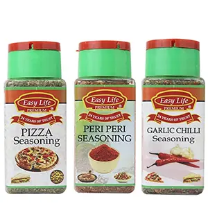 Easy Life Pizza Seasoning 25g + Peri Peri Seasoning 75g + Garlic and chilli seasoning 45g (Combo Pack of 3)