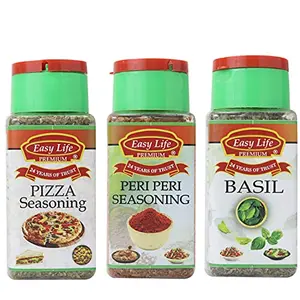 Pizza Seasoning 25g + Peri Peri Seasoning 75g + Basil 25g (Pack of 3)