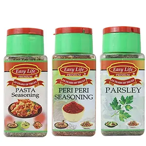 Pasta Seasoning 30g + Peri Peri Seasoning 75g + Parsley 20g [Pack of only 3 Spices Herbs Dried Leaves and Seasonings]