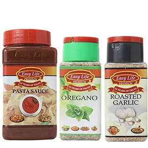 Easy Life Pasta Sauce 350g + Oregano 25g + Roasted Garlic 85g (Combo of 3)