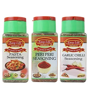Easy Life Pasta Seasoning 30g + Peri Peri Seasoning 75g + Garlic and chilli Seasoning 45g [Pack of only 3 Spices Herbs and Seasonings]