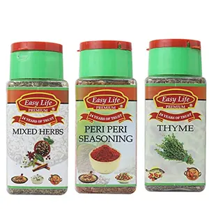 Easy Life Combo of Mixed Herbs + Peri Peri Seasoning + Thyme (Pack of 3)