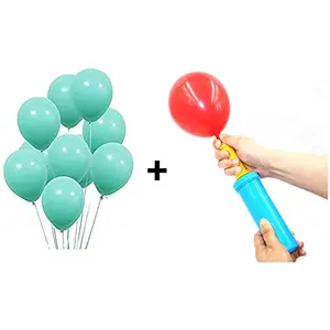 Pastel Color Balloons and Balloon Pumo Combo - Pack of 25 (Pastel Green)
