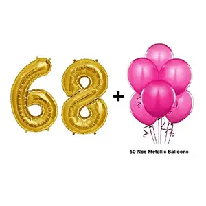 Number 68 Gold Foil Balloon and Latex Balloon