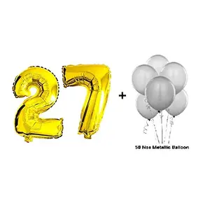 Number 27 Gold Foil Balloon and Latex Balloon