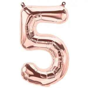 Rose Gold Number Five Foil Balloon 16 Inch Balloon - Number 5