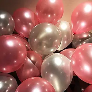 Pink and Silver Pack of 50 Metallic Shiny Balloon for Theme Party Brthday Anniversary Small Shower and Party Decorations
