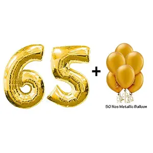 Number 65 Gold Foil Balloon and Latex Balloon