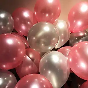 Number 18 Gold Foil Balloon and 50 Nos Pink and Silver Metallic Shiny Latex Balloon Combo