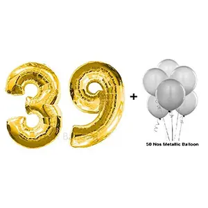 Number 39 Gold Foil Balloon and Latex Balloon