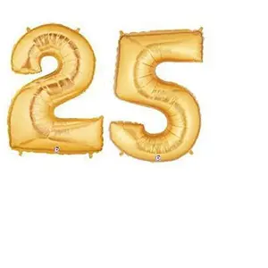 Solid 25 Number Foil Balloon 17 Inch Balloon (Gold Pack of 2)