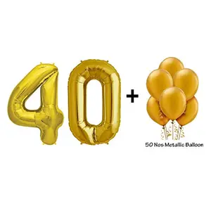 Number 40 Gold Foil Balloon and Latex Balloon