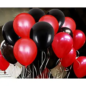 Metallic Hd Shiny Toy Balloons -Black and Red Balloons for Decoration and Party (Pack of 50)