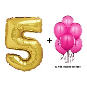 Number 5 Gold Foil Balloon and Latex Balloon