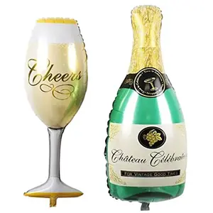Champagne Wine Glass and Champagne Bottle Shaped Balloons