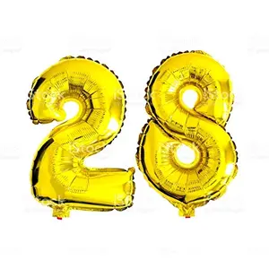 Number Twenty Seven 28 Gold Number Foil Balloon for Brthday Anniversary Celebration