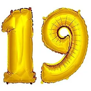 Solid 19 Number Foil Balloon 17 Inch Balloon (Gold Pack of 2)