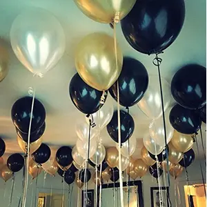 Metallic Hd Toy Balloons Golden Black White (Pack of 50)