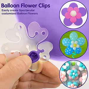 12 Pieces Portable Flower Shape Balloon Clips Holder for Wedding Event Decorations Brthday Party Supplies