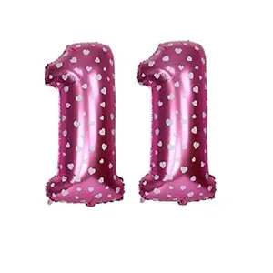 Printed Pink Number Eleven foil Balloon 16 inch Balloon (Pink Pack of 2)