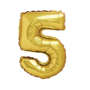Number Five 5 Gold Number Foil Balloon for Brthday Anniversary Celebration