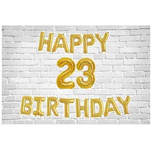 Happy Brthday Letter Golden foil Balloons and Number Golden foil Balloon for Party Decoration (Number 23)
