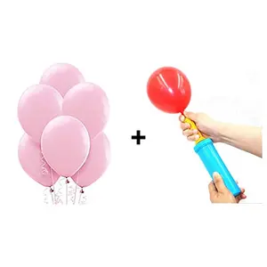 Pastel Color Balloons and Balloon Pump Combo - Pack of 25 (Pastel Pink)