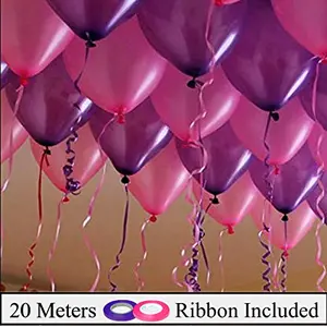 (Pack of 50) Metallic Balloons Pink & Purple for Brthday Decoration Decoration for Weddings Engagement Small Shower 1st Brthday Anniversary Party Princess Theme Brthday Party supplies Office Party