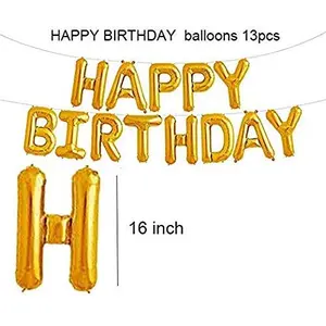 Happy Brthday Letter Foil Balloon Decoration Set for Brthday Party Decorations (Gold Black Silver)( Pack of 118) (Golden-Combo-Set)