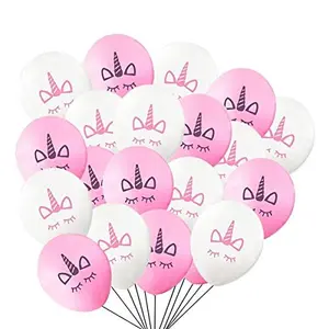 Pack of 30 Unicorn Brthday Balloons Party Decorations 10 inches Balloons for Party Supplies Favor (Unicorn Themed -2 - Pink & White) ( Pack of 30)