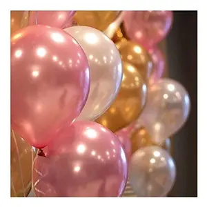 Products HD Metallic Finish Balloons for Brthday / Anniversary Party Decoration ( Golden White Pink ) Pack of 50