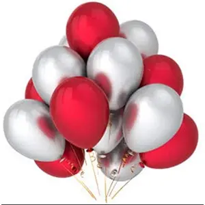 Products HD Metallic Finish Balloons for Brthday / Anniversary Party Decoration ( Red Silver ) Pack of 30
