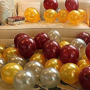 Products HD Metallic Finish Balloons for Brthday / Anniversary Party Decoration ( Golden Silver Brown ) Pack of 25