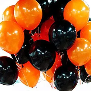Products HD Metallic Finish Balloons for Brthday / Anniversary Party Decoration ( Black Orange ) Pack of 50