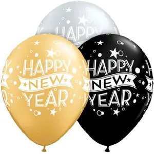 Christmas Vibes "Happy New Year" Printed Balloons for Christmas New Year Celebrations- Pack of 30