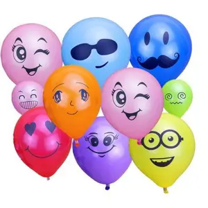 Printed Emoji Smiley Face Expression Balloon (Multicolor-Emoji-Pack of 100)
