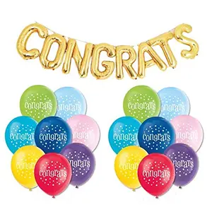 Gold Congratulation Party Decorations foil Balloons with Printed Congrats Balloons for Decorations (Congratulations Balloons Set)