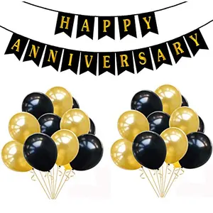 Happy Anniversary Combo with Banner and 51 Pieces Balloon for Anniversary Decoration (Small Anniversary Decoration Set)( Pack of 51)