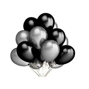 Products HD Metallic Finish Balloons for Brthday / Anniversary Party Decoration ( Silver Black ) Pack of 100