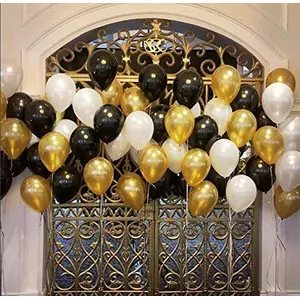 Products HD Metallic Finish Balloons for Brthday / Anniversary Party Decoration ( Golden Black White ) Pack of 150
