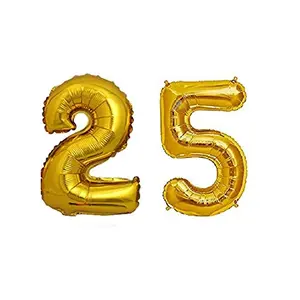 Products Air-Filled 16 inch Number Foil Balloon for Brthday | Wedding | Anniversary Decoration Party (Golden - 25 Number)
