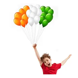 Products Orange White & Green Colour Premium Balloon Special for Independence Day/Republic Day Decoration Tri-Colour Balloon/Tiranga Balloon (Pack of 30)